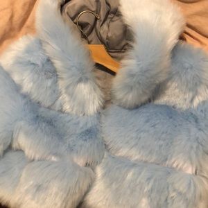 Faux baby blue fur jacket (cropped)